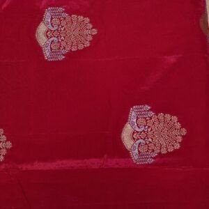 Crepe Saree – Red with Pink Zari Border (Elegant Festive Collection)