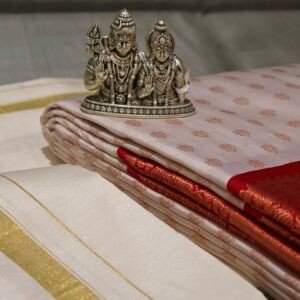 Kanchipuram Silk Saree with Pure Cotton Dhoti Set (Couple Traditional Combo)