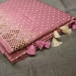 Tussar Silk Cutwork Saree – Dusty Pink with Designer Border (Elegant Festive Collection)