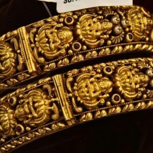 22KT Nagas Gold Peacock Work Screw Bangles (HUID Hallmarked) – 62.49g