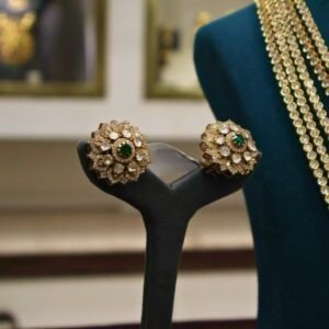 92.5 Silver Stone Hara with Matching Stone Earrings (Combo Jewellery Set)