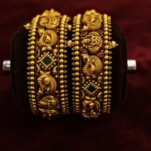 22KT Nagas Bridal Gold Screw Bangles (HUID Hallmarked) – 63.96g