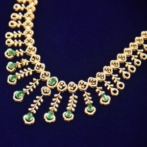 18KT Diamond Necklace with Emerald Stones (Luxury Bridal Collection) – 29.84g