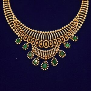 18KT Diamond Necklace with Emerald Stones (Luxury Bridal Collection) – 50.11g