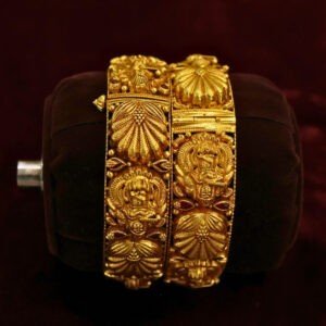 22KT Antique Gold Screw Bangles (HUID Hallmarked) – 46.43g