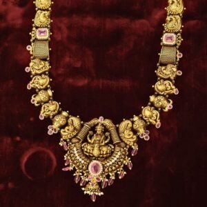 22KT Nagas Gold Bridal Hara with Pearl Work (HUID Hallmarked) – 76.60g