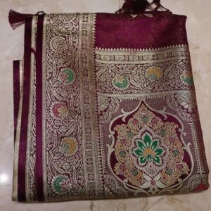 Banarasi Embossed Saree – Maroon with Rich Zari Design (Premium Collection)