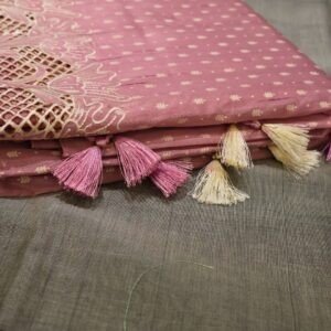 Tussar Silk Cutwork Saree – Dusty Pink with Designer Border (Elegant Festive Collection)