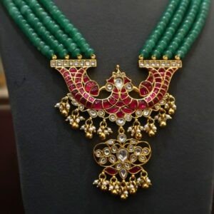 92.5 Silver Kundan Work Hara with Stone Choker Set (Premium Combo Jewellery)