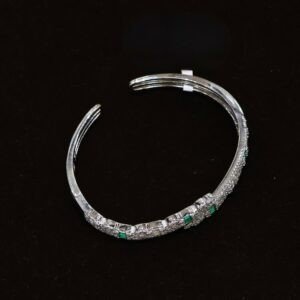 92.5 Silver Stone Ladies Kada (HUID Hallmarked) – 13.10g