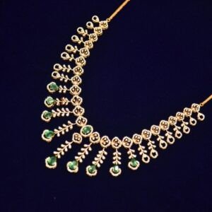 18KT Diamond Necklace with Emerald Stones (Luxury Bridal Collection) – 29.84g
