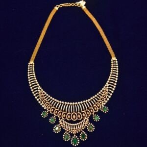 18KT Diamond Necklace with Emerald Stones (Luxury Bridal Collection) – 50.11g