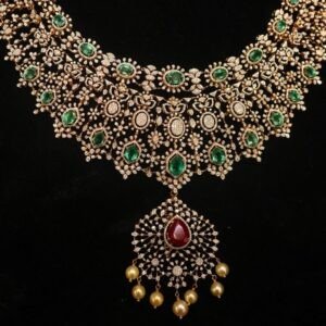 18KT Diamond 3-in-1 Detachable Necklace with Emerald & Ruby (Luxury Bridal Collection) – 114.07g