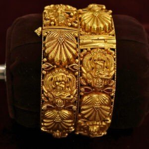 22KT Antique Gold Screw Bangles (HUID Hallmarked) – 46.43g