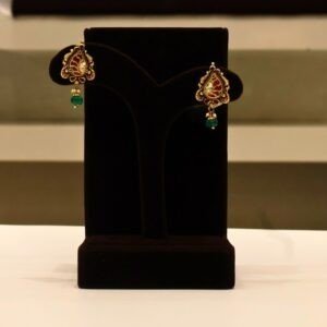 22KT Gold Antique Kundan Work Earrings (HUID Hallmarked) – Premium Traditional Collection (14.25g)
