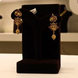 22KT Gold Antique Kundan Work Earrings (HUID Hallmarked) – Elegant Traditional Collection (12.05g)