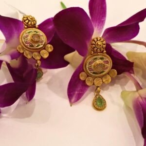 22KT Gold Vintage Design Earrings (HUID Hallmarked) – Premium Traditional Collection (12.66g)