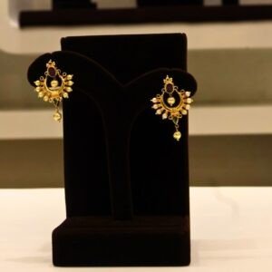 22KT Gold Pearl & Multi-Stone Earrings (HUID Hallmarked) – Elegant Traditional Collection (9.79g)