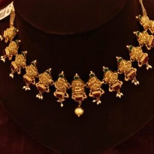 22KT Gold Antique Peacock Multi-Stone Necklace (HUID Hallmarked) – Elegant Traditional Collection (29.08g)