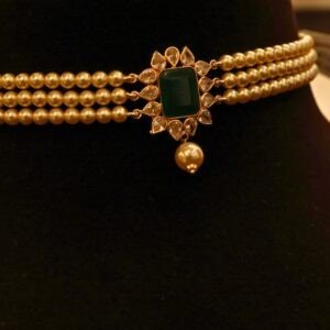 22KT Gold Pearl Choker Necklace (HUID Hallmarked) – Lightweight Elegant Collection (1.02g Gold)