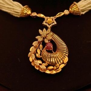 22KT Gold Pearl Work Necklace (HUID Hallmarked) – Elegant Traditional Collection (13.31g Gold)