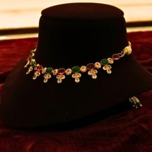 22KT Gold Multi-Stone Casting Work Necklace (HUID Hallmarked) – Elegant Traditional Collection (11.99g Gold)