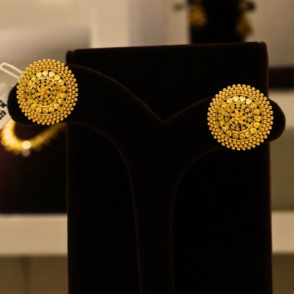 22KT Gold Kolkata Pattern Earrings (HUID Hallmarked) – Premium Traditional Collection (9.92g)