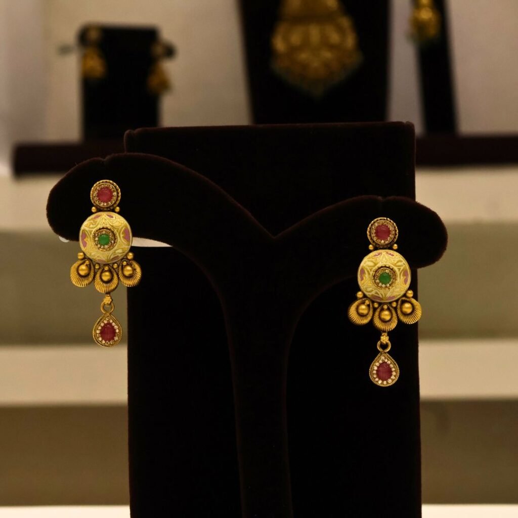 22KT Gold Vintage Work Earrings (HUID Hallmarked) – Premium Traditional Collection (11.45g)