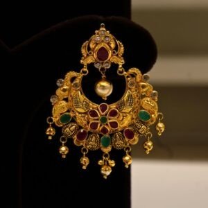 22KT Gold Multi-Stone Earrings (HUID Hallmarked) – Premium Traditional Collection (16.87g)