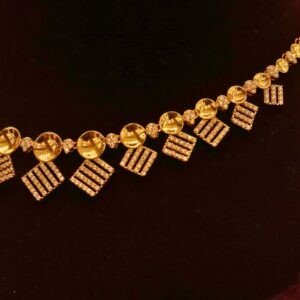 22KT Gold Stone Necklace with Casting Work (HUID Hallmarked) – Elegant Traditional Collection (16.16g)