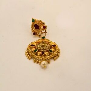 22KT Gold Multi-Stone Earrings (HUID Hallmarked) – Elegant Traditional Collection (9.91g)