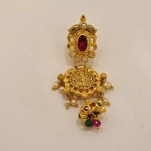 22KT Gold Multi-Stone Earrings (HUID Hallmarked) – Elegant Traditional Collection (8.30g)