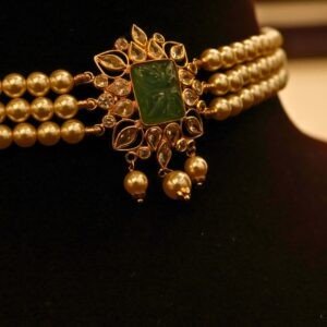 22KT Gold Pearl Choker Necklace (HUID Hallmarked) – Lightweight Elegant Collection (2.07g Gold)