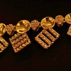 22KT Gold Stone Necklace with Casting Work (HUID Hallmarked) – Elegant Traditional Collection (16.16g)