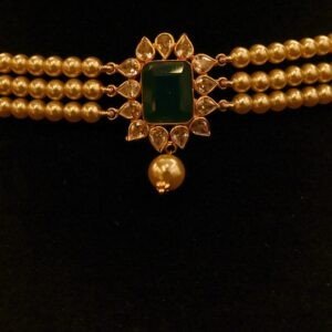 22KT Gold Pearl Choker Necklace (HUID Hallmarked) – Lightweight Elegant Collection (1.02g Gold)