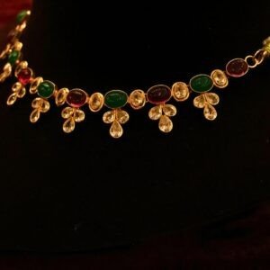 22KT Gold Multi-Stone Casting Work Necklace (HUID Hallmarked) – Elegant Traditional Collection (11.99g Gold)