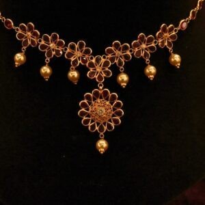 22KT Gold Lightweight Stone Necklace (HUID Hallmarked) – Daily Wear Elegant Collection (5.92g)