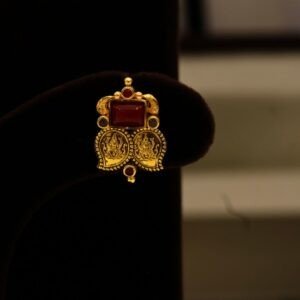 22KT Gold Antique Mango Shape Lakshmi Earrings (HUID Hallmarked) – Traditional Temple Collection (4.99g)