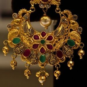 22KT Gold Multi-Stone Earrings (HUID Hallmarked) – Premium Traditional Collection (16.87g)