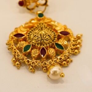 22KT Gold Multi-Stone Earrings (HUID Hallmarked) – Elegant Traditional Collection (9.91g)