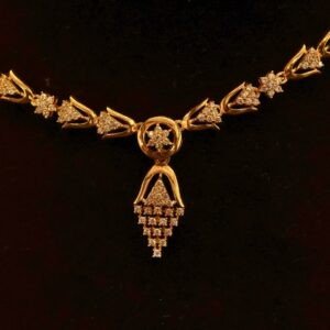 22KT Gold Stone Necklace with Casting Work (HUID Hallmarked) – Elegant Lightweight Collection (12.77g)