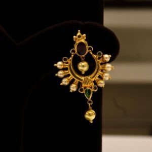 22KT Gold Pearl & Multi-Stone Earrings (HUID Hallmarked) – Elegant Traditional Collection (9.79g)