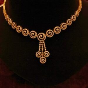 22KT Gold Stone Necklace with Casting Work (HUID Hallmarked) – Elegant Traditional Collection (22.10g)