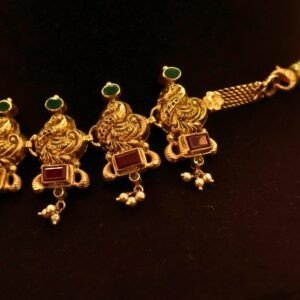 22KT Gold Antique Peacock Multi-Stone Necklace (HUID Hallmarked) – Elegant Traditional Collection (29.08g)