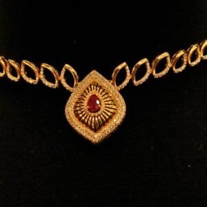 22KT Gold Stone Necklace with Casting Work (HUID Hallmarked) – Elegant Traditional Collection (15.57g)