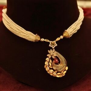 22KT Gold Pearl Work Necklace (HUID Hallmarked) – Elegant Traditional Collection (13.31g Gold)