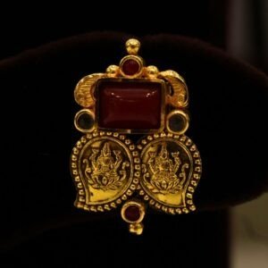 22KT Gold Antique Mango Shape Lakshmi Earrings (HUID Hallmarked) – Traditional Temple Collection (4.99g)