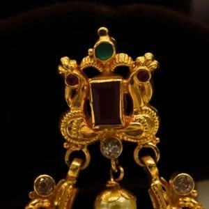 22KT Gold Multi-Stone Earrings (HUID Hallmarked) – Elegant Traditional Collection (8.99g)