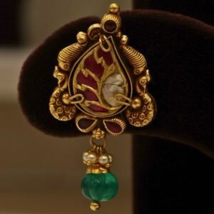 22KT Gold Antique Kundan Work Earrings (HUID Hallmarked) – Premium Traditional Collection (14.25g)