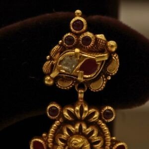 22KT Gold Antique Kundan Work Earrings (HUID Hallmarked) – Elegant Traditional Collection (12.05g)